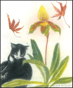 Cat and Orchid Print