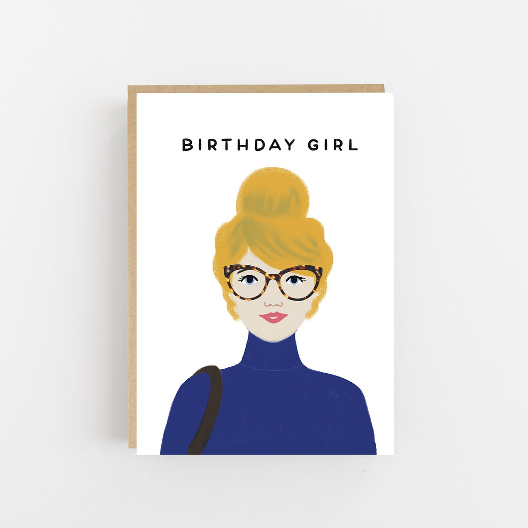Birthday Girl - Blonde Hair - Greeting Card