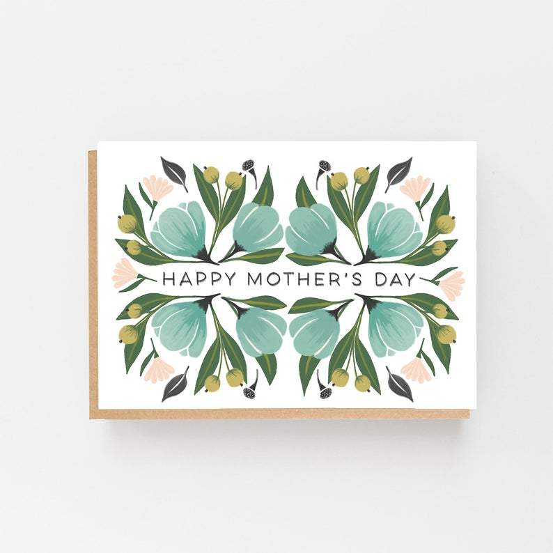 Stylish Green & Pink Mother's Day Card